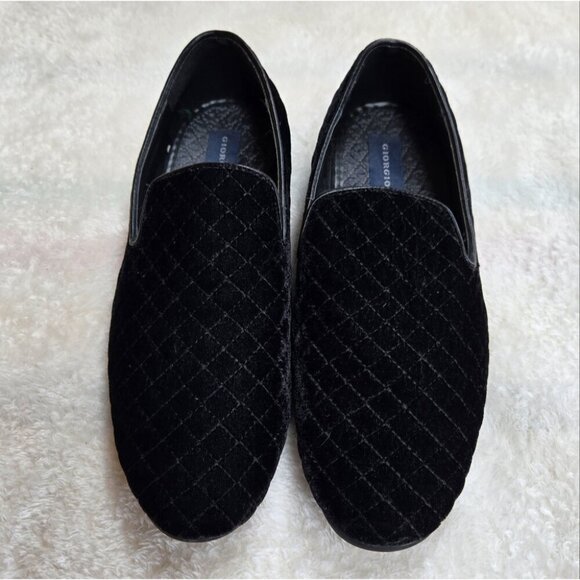 Giorgio Brutini Black Velvet Quilted Loafers - Picture 1 of 5